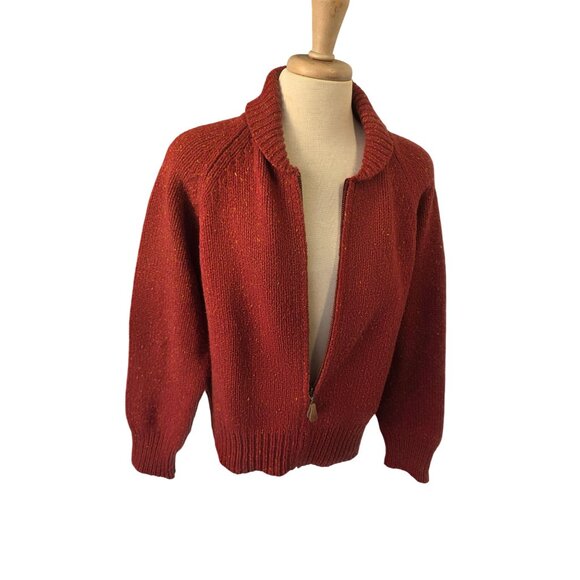 Eddie Bauer 90s Wool Zip Cardigan Sweater Jacket Sz L Australia Made - Picture 1 of 8